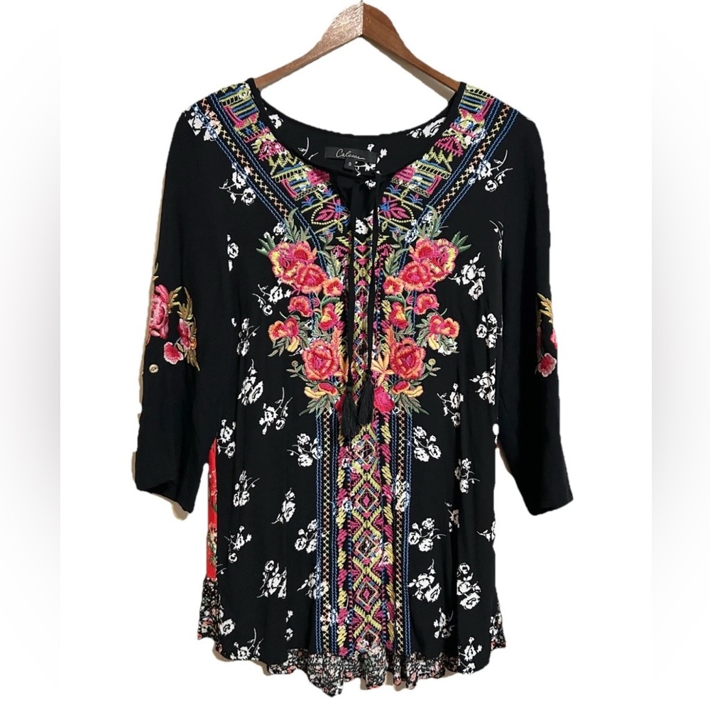 Calessa Embroidered Tunic Top Boho